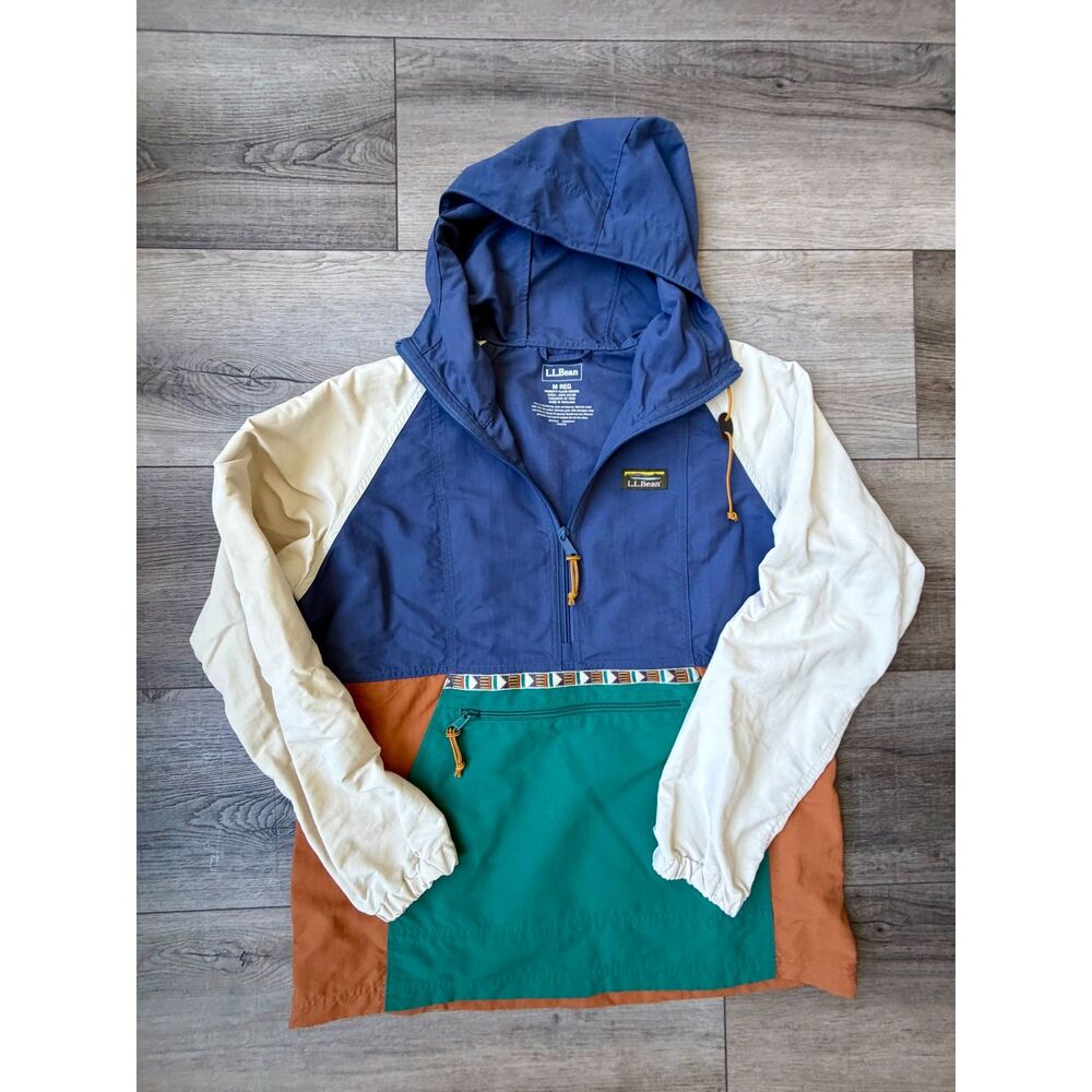LL Bean Mountain Classic Anorak Aztec Windbreaker Jacket Women’s L Colorblock